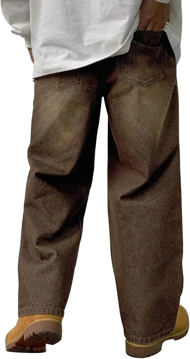 HUNGSON Mens Baggy Jeans for Men Women Y2k Skater Vintage Plain Pants Casual Wide Leg Jeans Loose Fit Denim Jeans