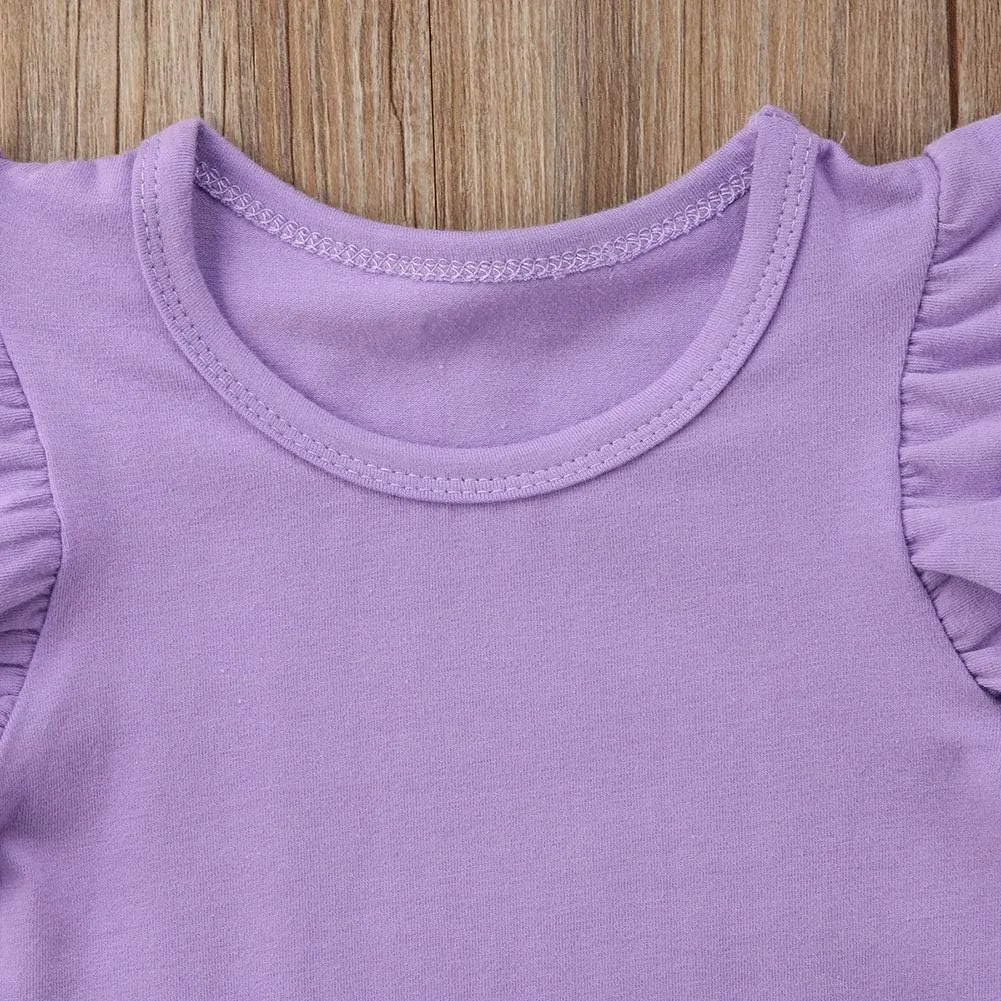 Infant Toddler Baby Girl Top Basic Plain Ruffle T-Shirt Blouse Casual Clothes