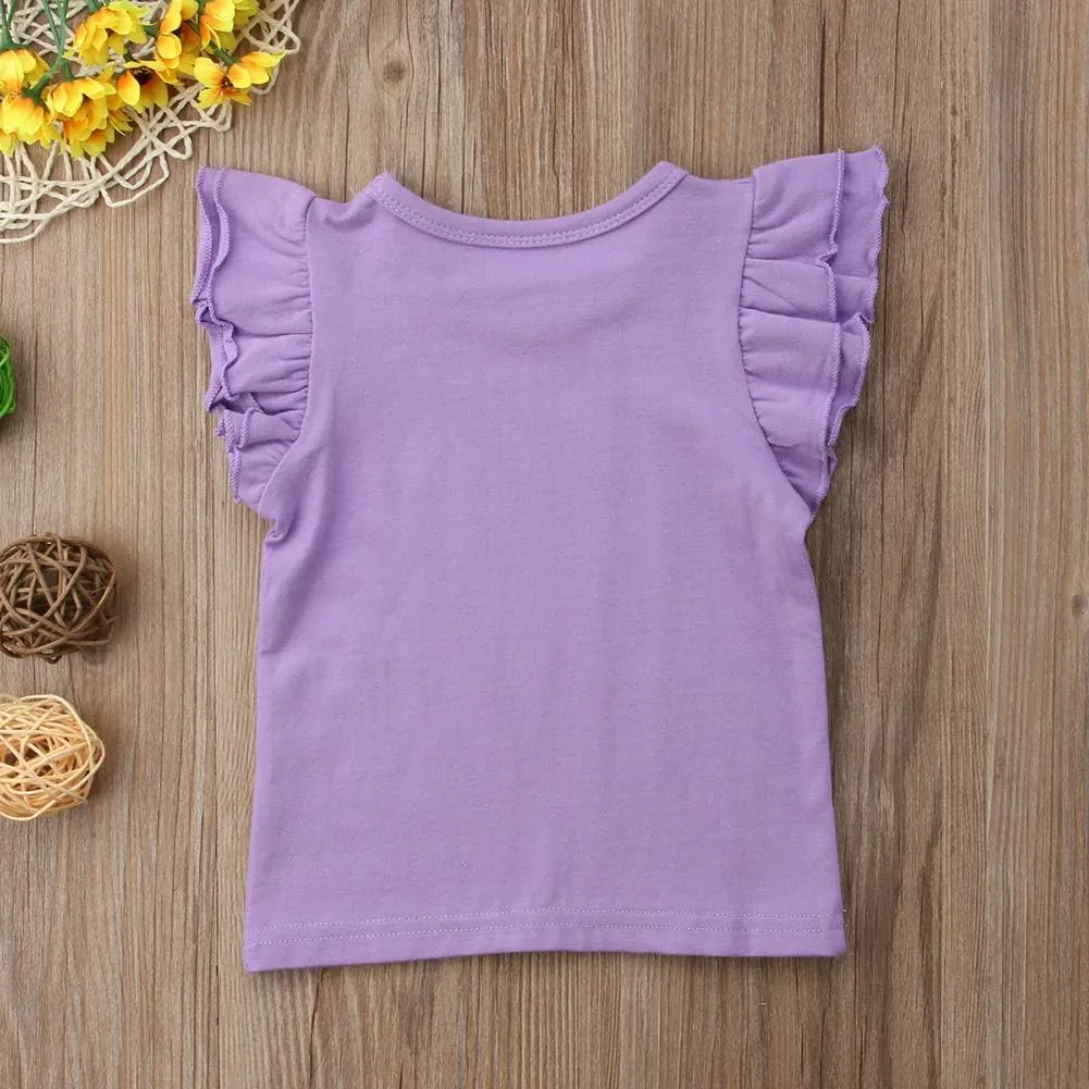 Infant Toddler Baby Girl Top Basic Plain Ruffle T-Shirt Blouse Casual Clothes