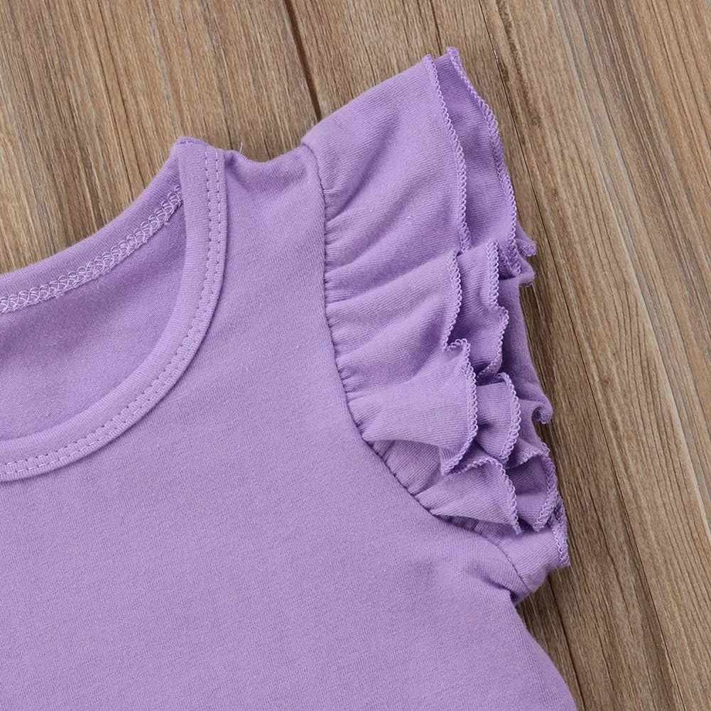 Infant Toddler Baby Girl Top Basic Plain Ruffle T-Shirt Blouse Casual Clothes