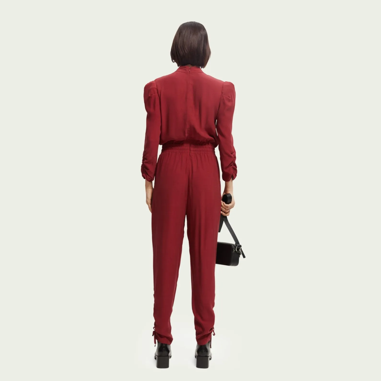 Jumpsuit with Gathered Details (Red)
