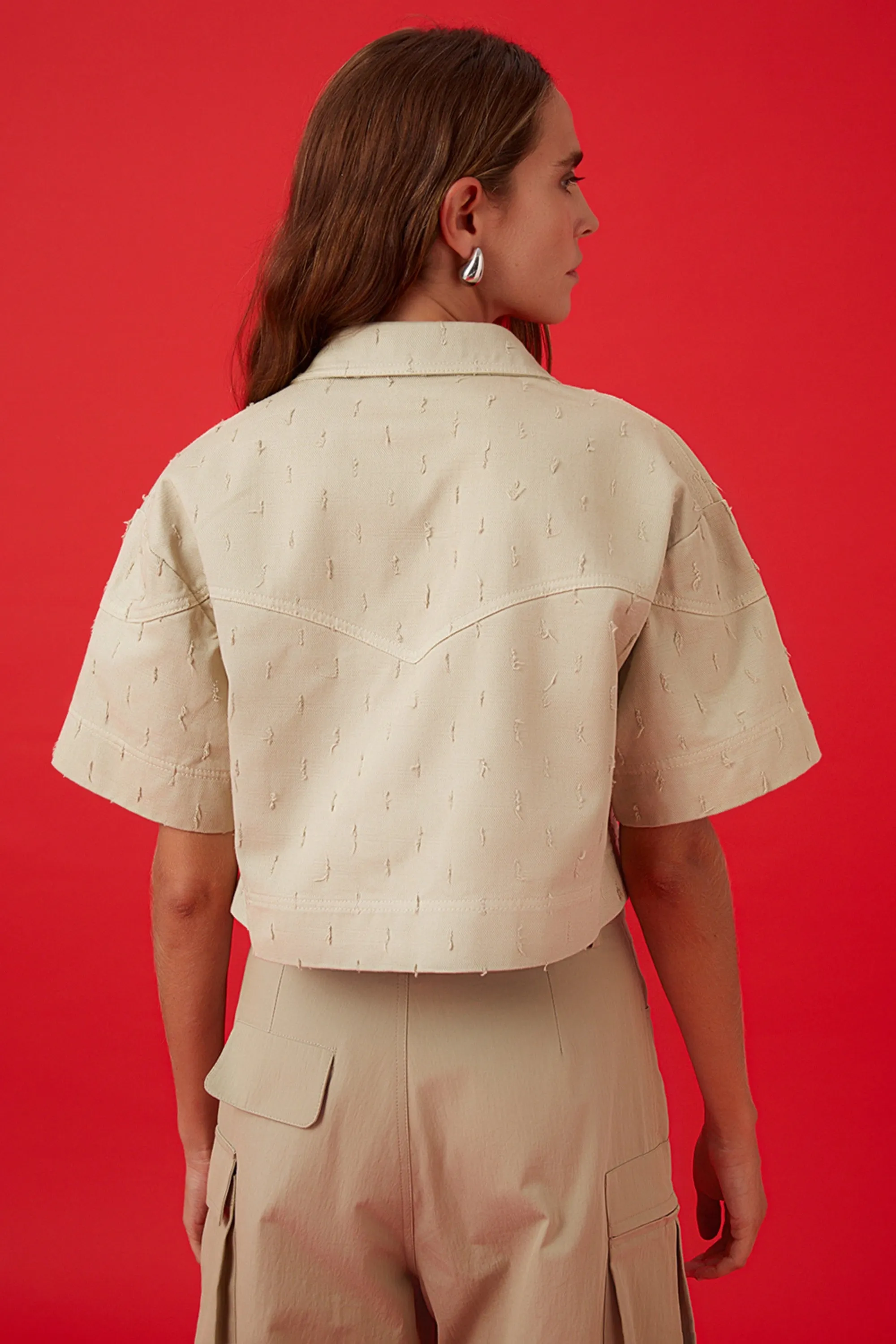 Khaki Accessory Designed Denim Jacket