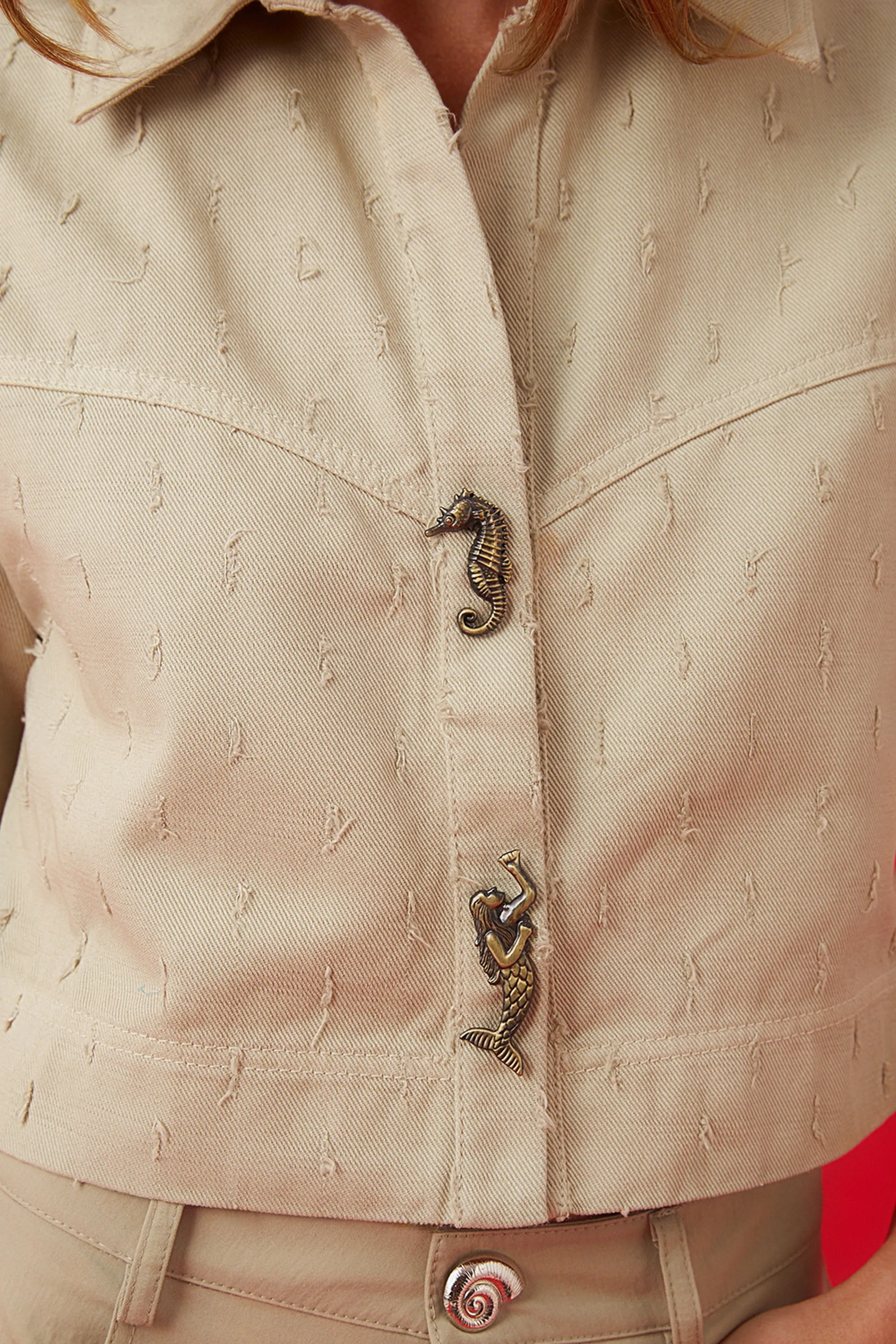 Khaki Accessory Designed Denim Jacket