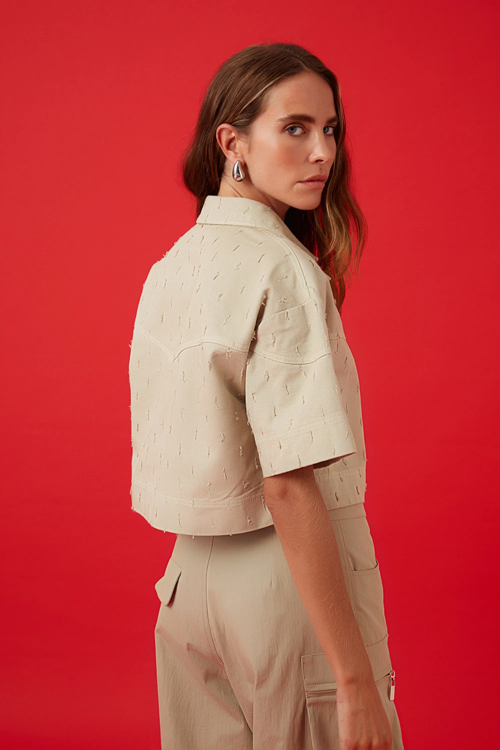 Khaki Accessory Designed Denim Jacket