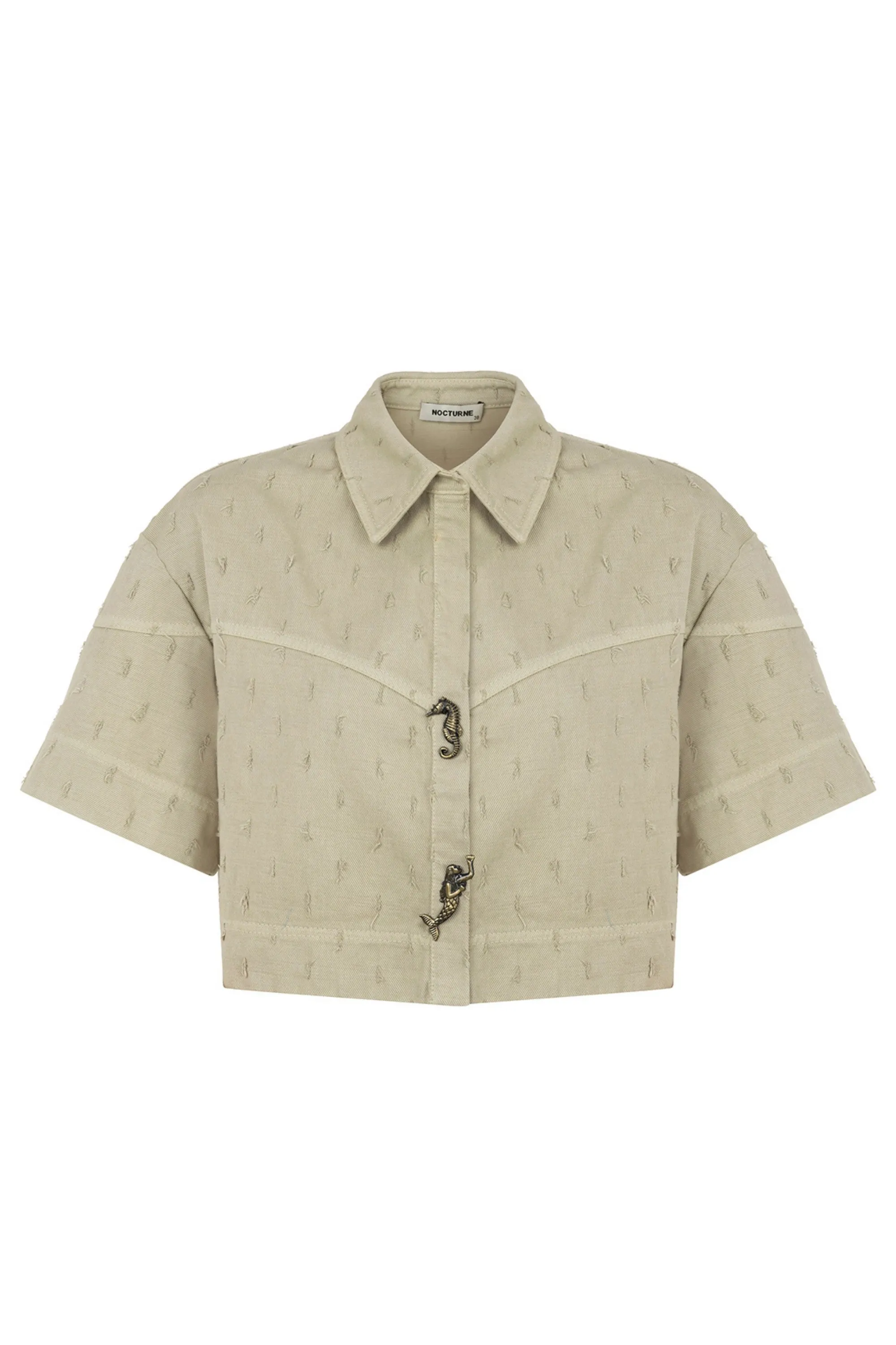 Khaki Accessory Designed Denim Jacket