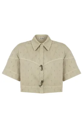Khaki Accessory Designed Denim Jacket