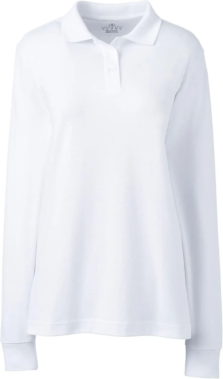 Lands' End School Uniform Women's Long Sleeve Feminine Fit Interlock Polo Shirt