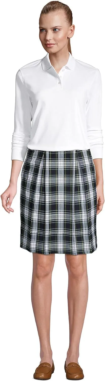 Lands' End School Uniform Women's Long Sleeve Feminine Fit Interlock Polo Shirt