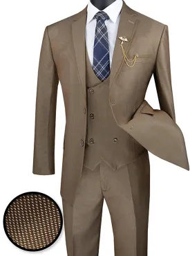 (Limited Sizes) Modern Fit 3 Piece Khaki Suit