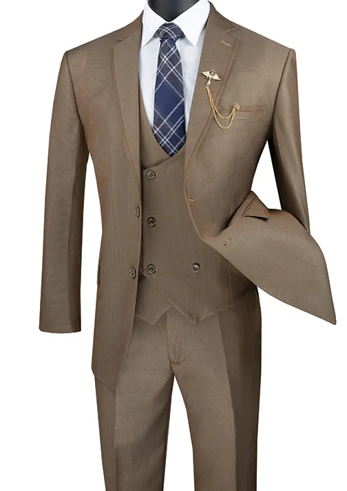 (Limited Sizes) Modern Fit 3 Piece Khaki Suit