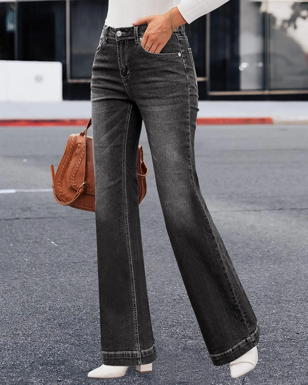 LookbookStore Wide Leg Jeans Woman 2024 Flare High Waist Baggy Jeans for Women Stretchy Denim Pants