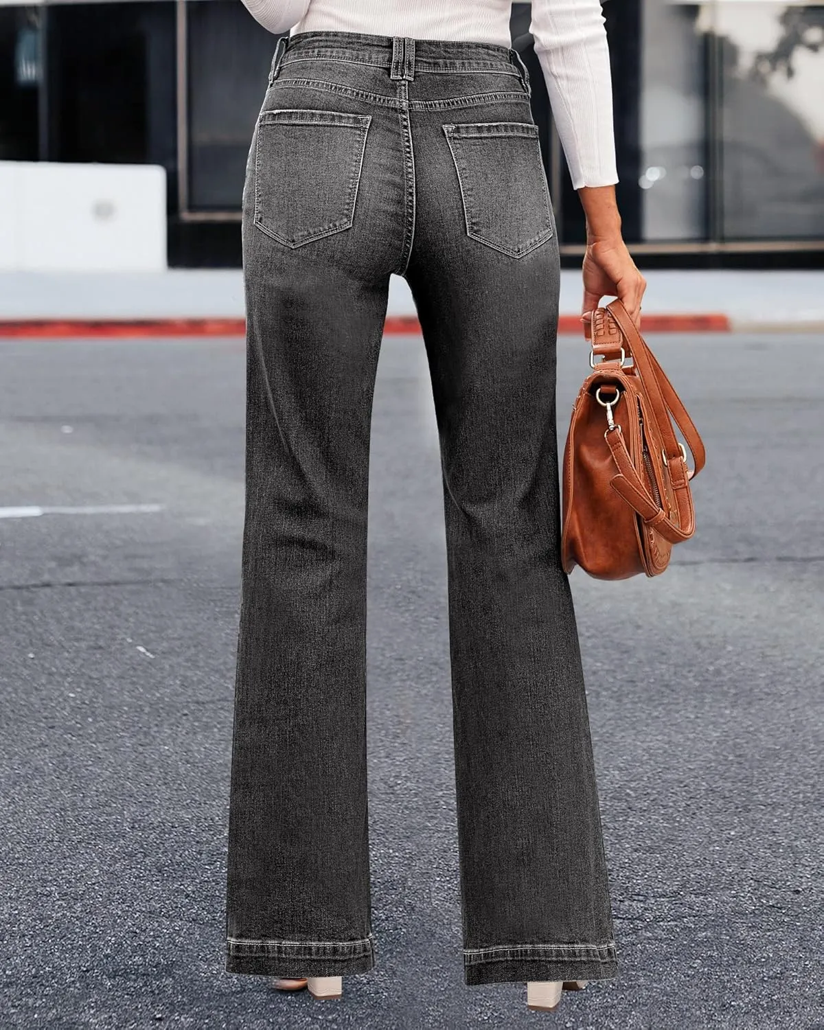 LookbookStore Wide Leg Jeans Woman 2024 Flare High Waist Baggy Jeans for Women Stretchy Denim Pants