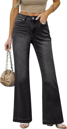 LookbookStore Wide Leg Jeans Woman 2024 Flare High Waist Baggy Jeans for Women Stretchy Denim Pants