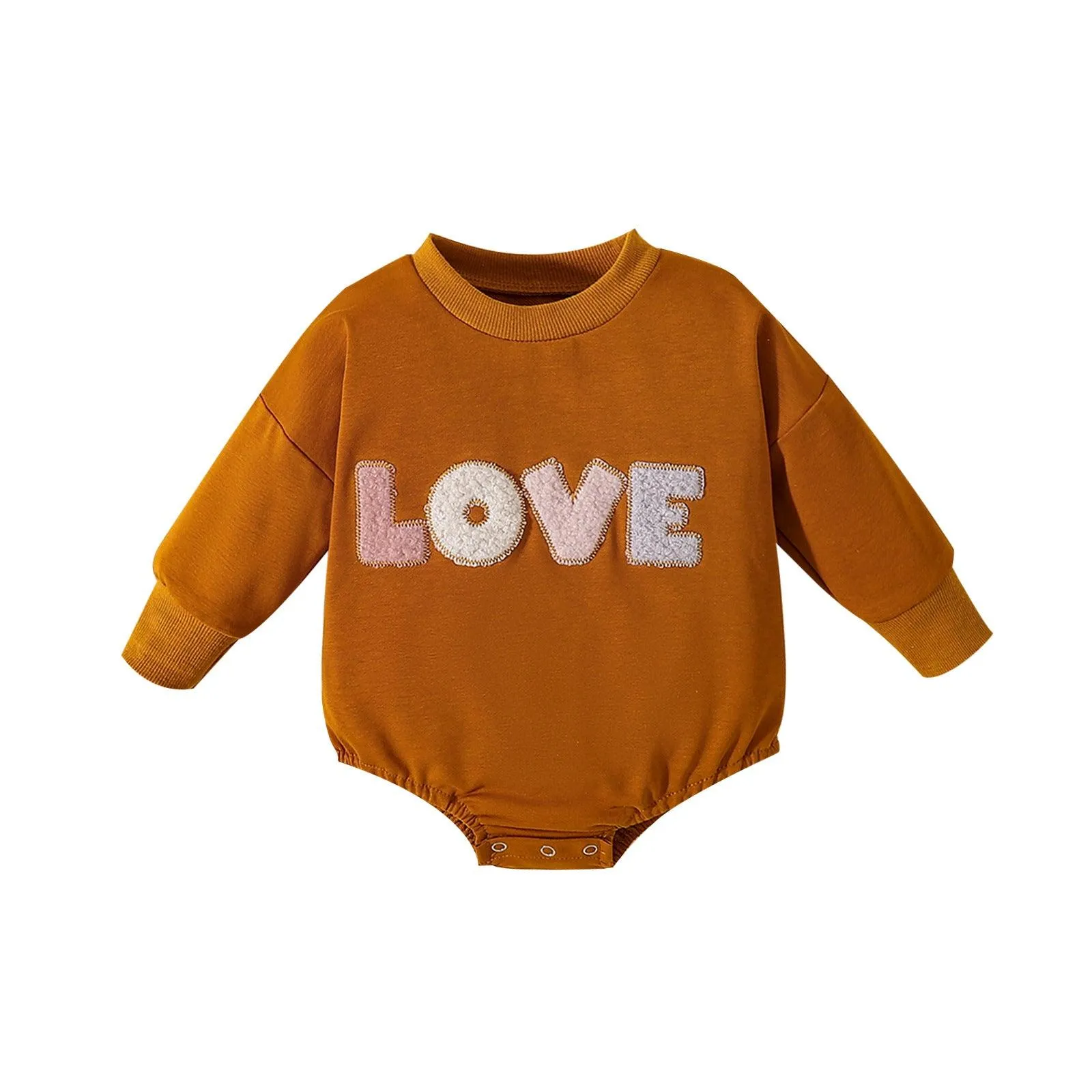 Love embroidered long-sleeved romper