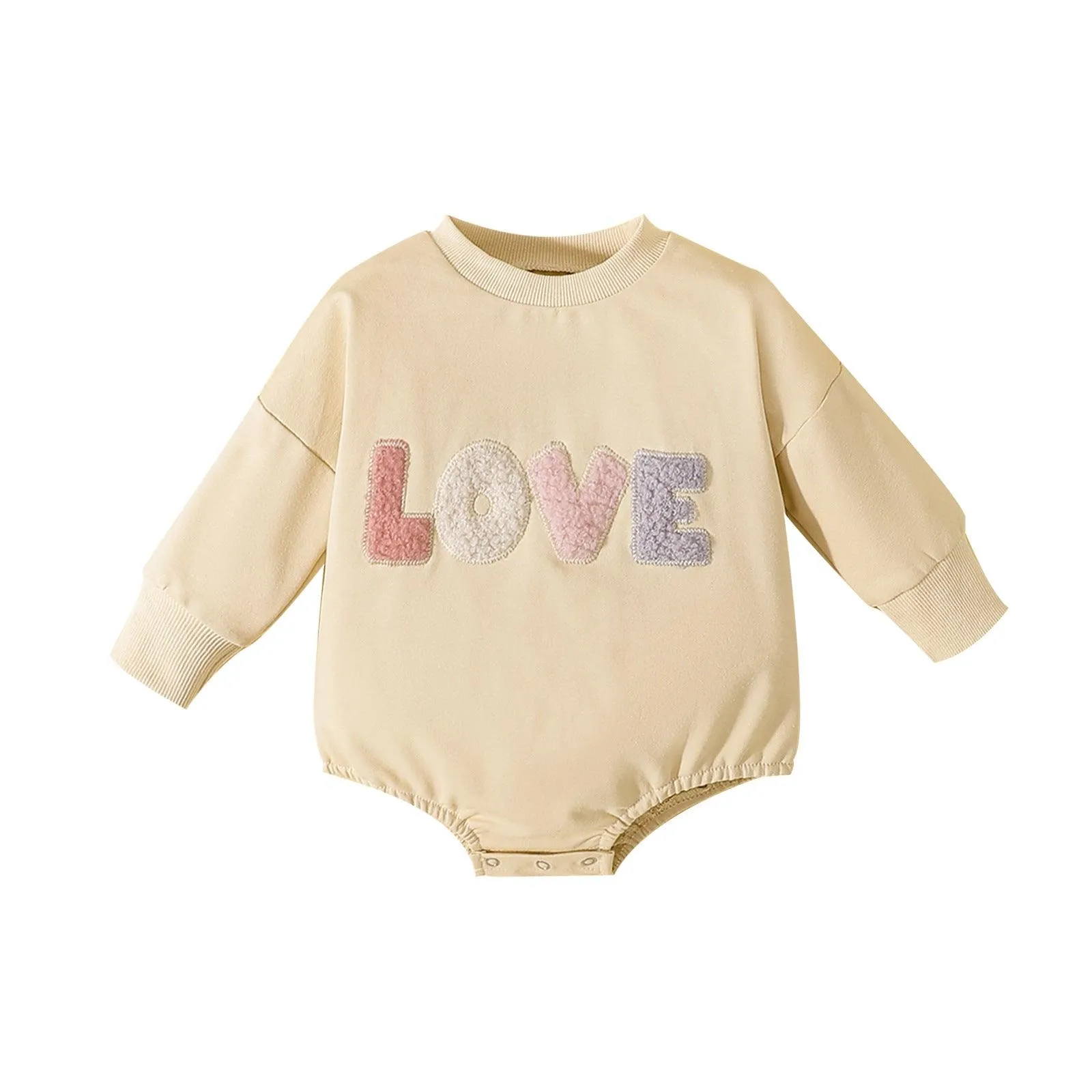 Love embroidered long-sleeved romper