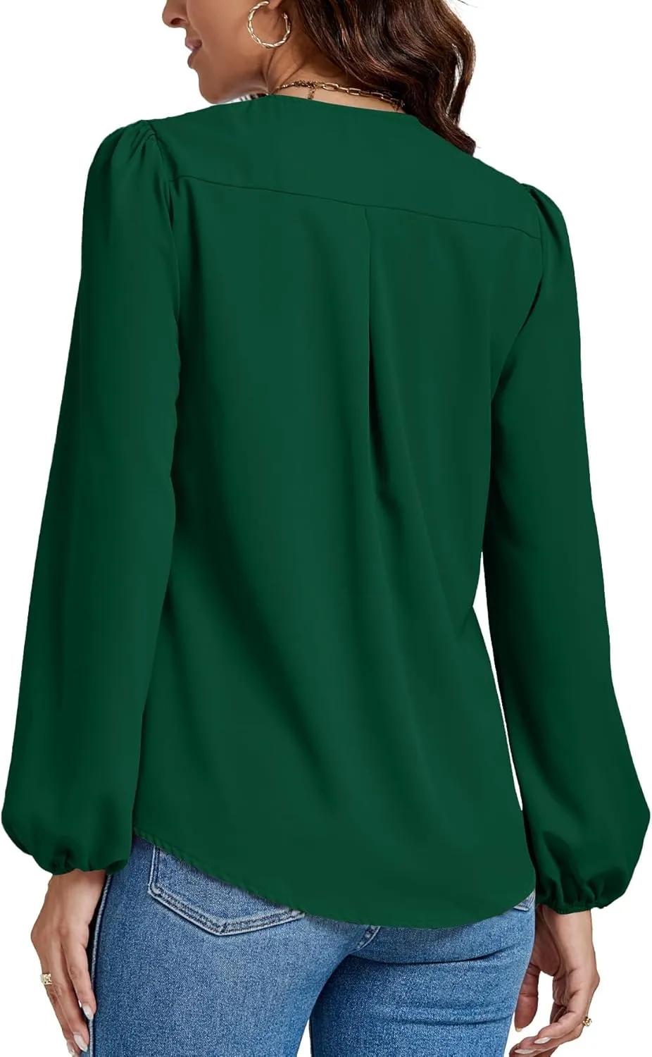 LYANER Women's V-Neck Long Sleeve Solid Tee Shirt Blouse Top