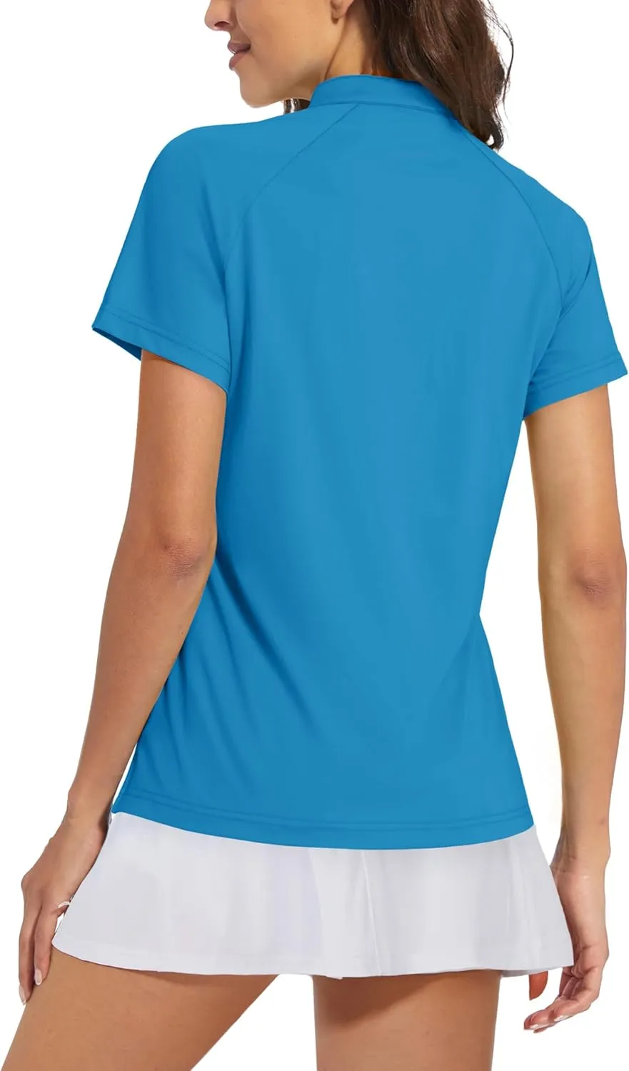 MAGCOMSEN Women's Golf Polo Shirts UPF 50  V Neck Collarless Short Sleeve Shirts Quick Dry Tennis T-Shirts