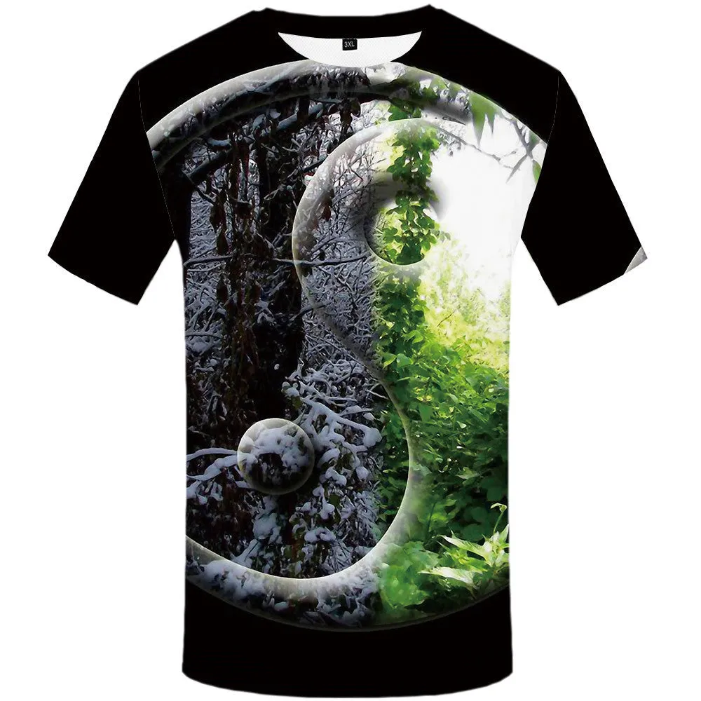 Men's 3D Digital Printed Round Neck Casual T-shirt - GlamzLife