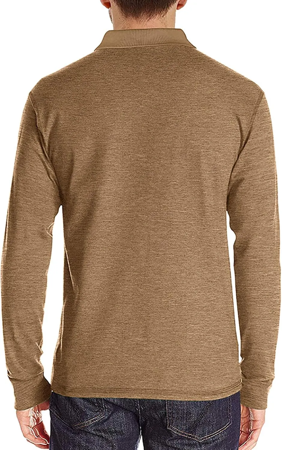 Mens Long Sleeve Polo Shirts Classic Button Down Golf Shirt Fashion Casual Moisture Wicking Shirts with Pocket