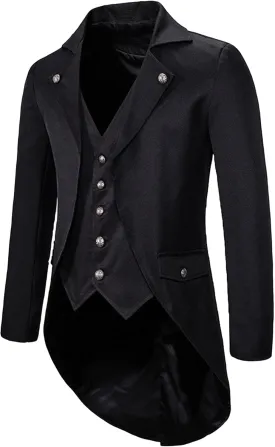 Mens Tails Slim Fit Tailcoat Dress Coat Gothic Tailcoat Tuxedo Jacket Dinner Party Wedding Blazer Suit Jacket