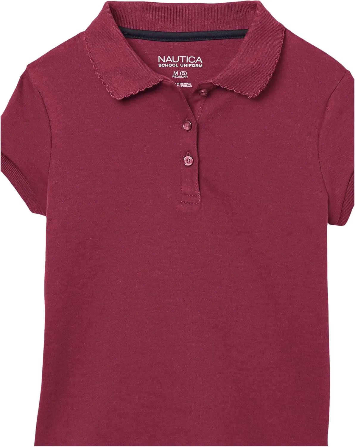 Nautica Girls' School Uniform Short Sleeve Polo Shirt, Button Closure, Soft Pique Fabric