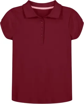 Nautica Girls' School Uniform Short Sleeve Polo Shirt, Button Closure, Soft Pique Fabric