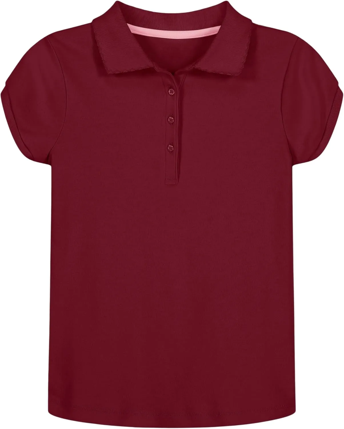 Nautica Girls' School Uniform Short Sleeve Polo Shirt, Button Closure, Soft Pique Fabric