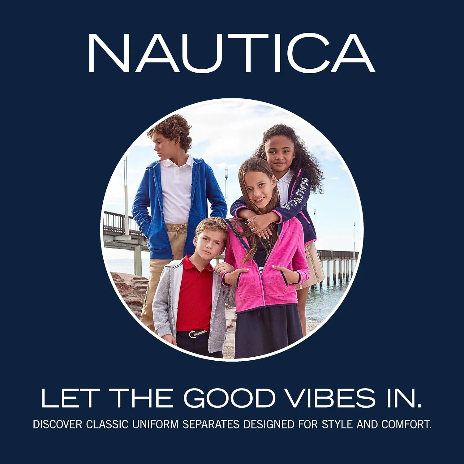 Nautica Girls' School Uniform Short Sleeve Polo Shirt, Button Closure, Soft Pique Fabric