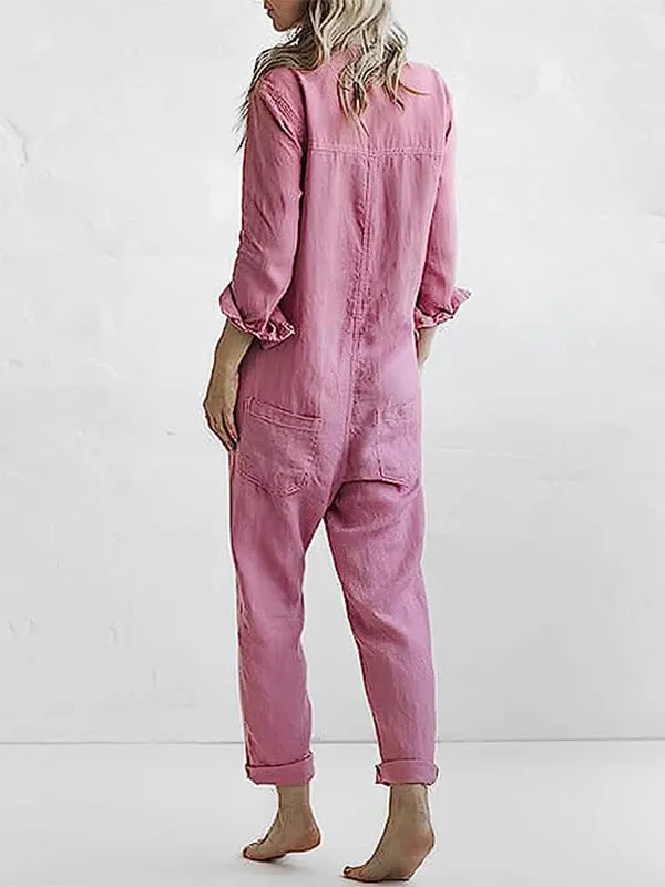 Nora | Buttoned Casual Long-Sleeved Jumpsuit