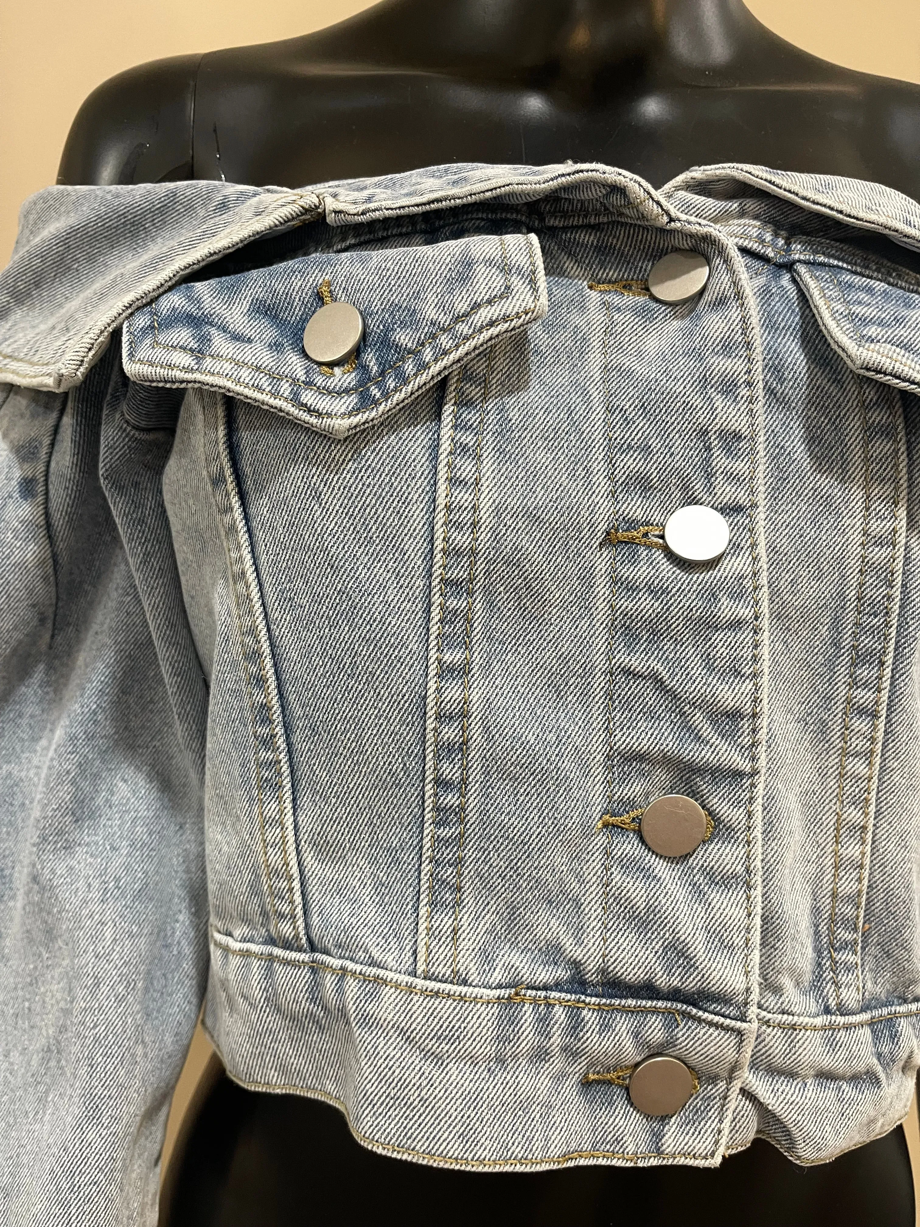 Off Shoulder Denim Jacket XS