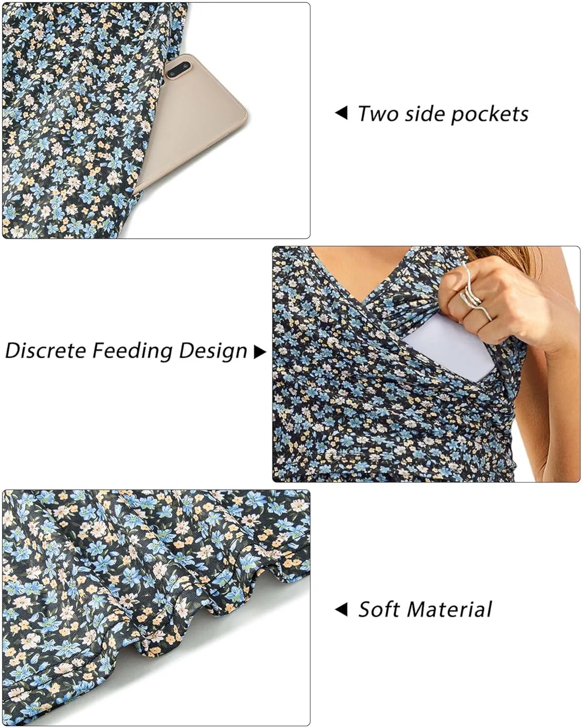 OUGES Womens 2025 V-Neck Maternity Dresses Nursing Breastfeeding Baby Shower Dress