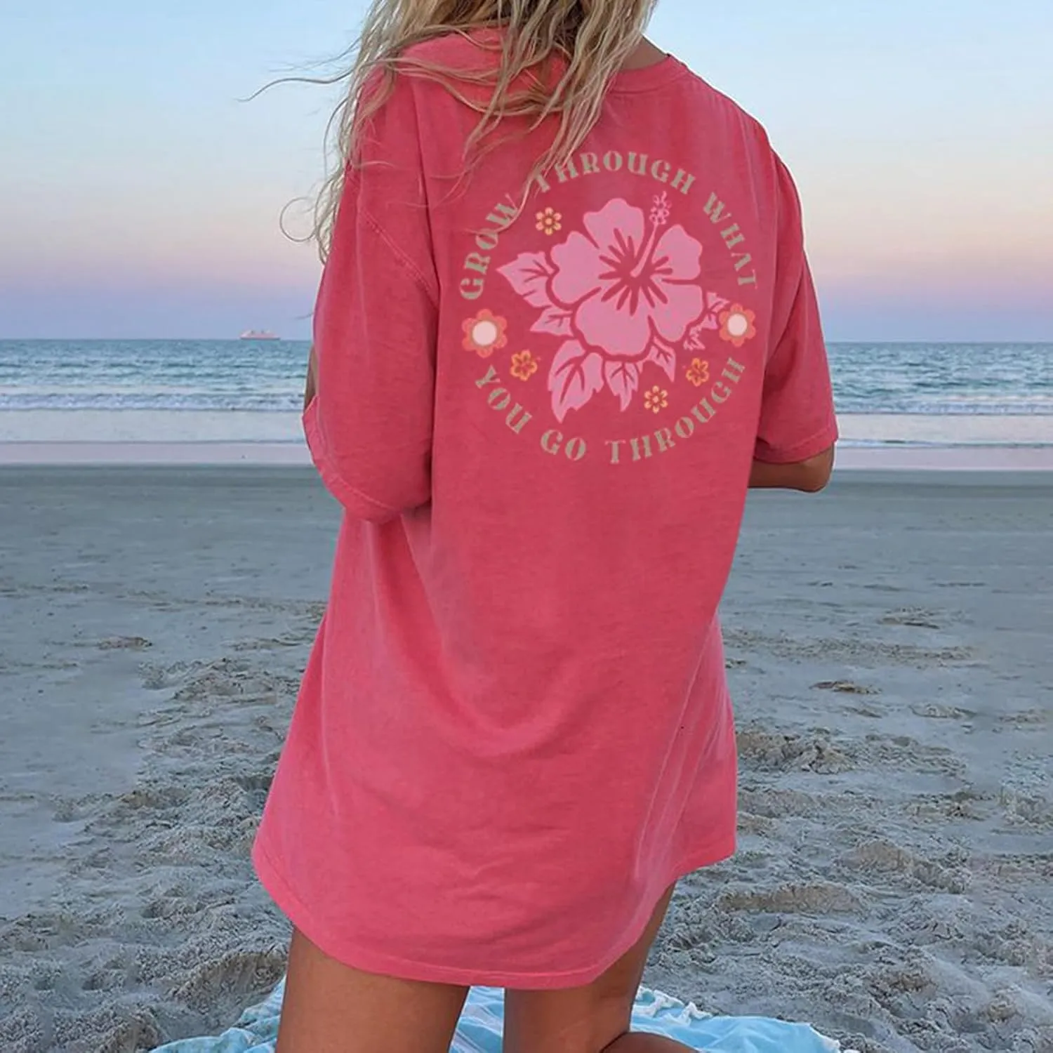 Preppy Oversized T Shirt Teen Girls Y2k Baggy Going Out Womens Cute Short Sleeve Graphic Tees Aesthetic Summer Tops