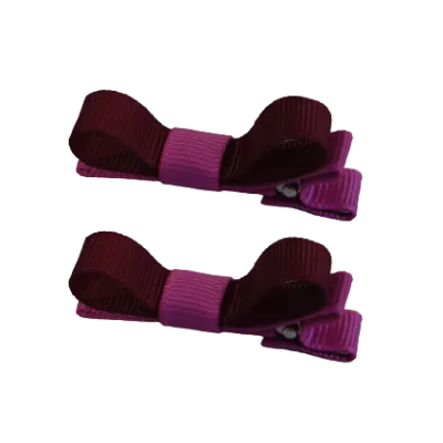 School Hair Accessories - Deluxe Hair Clips 2 Colour option (Set of 2) Garden Rose Base & Centre Ribbon (36 colours top)