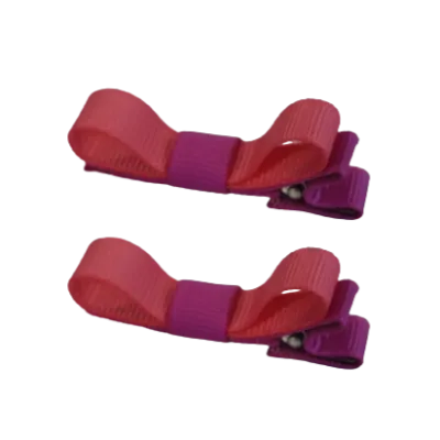 School Hair Accessories - Deluxe Hair Clips 2 Colour option (Set of 2) Garden Rose Base & Centre Ribbon (36 colours top)