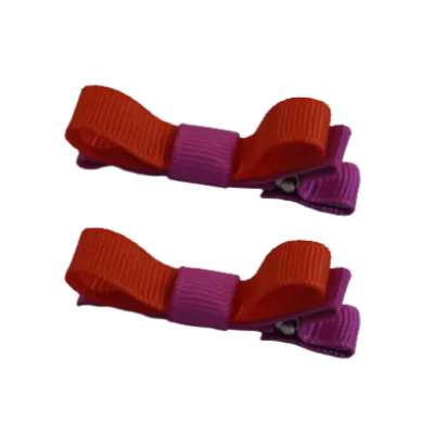 School Hair Accessories - Deluxe Hair Clips 2 Colour option (Set of 2) Garden Rose Base & Centre Ribbon (36 colours top)
