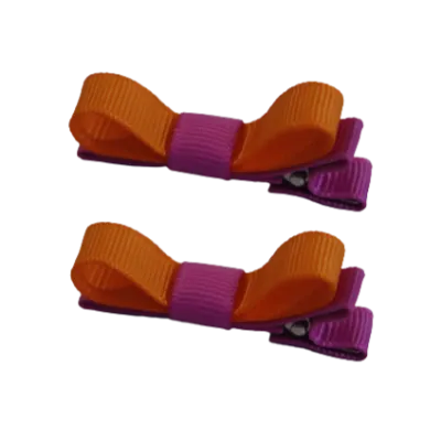 School Hair Accessories - Deluxe Hair Clips 2 Colour option (Set of 2) Garden Rose Base & Centre Ribbon (36 colours top)