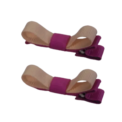 School Hair Accessories - Deluxe Hair Clips 2 Colour option (Set of 2) Garden Rose Base & Centre Ribbon (36 colours top)