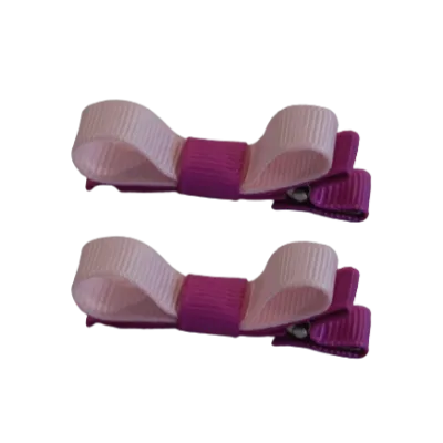 School Hair Accessories - Deluxe Hair Clips 2 Colour option (Set of 2) Garden Rose Base & Centre Ribbon (36 colours top)