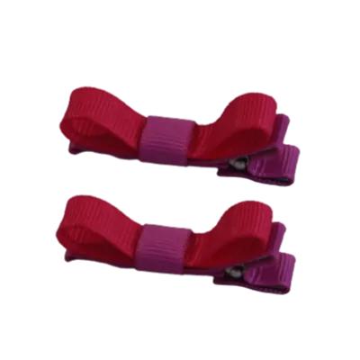 School Hair Accessories - Deluxe Hair Clips 2 Colour option (Set of 2) Garden Rose Base & Centre Ribbon (36 colours top)