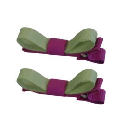School Hair Accessories - Deluxe Hair Clips 2 Colour option (Set of 2) Garden Rose Base & Centre Ribbon (36 colours top)
