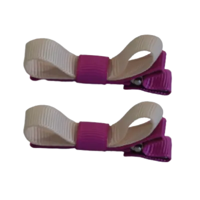 School Hair Accessories - Deluxe Hair Clips 2 Colour option (Set of 2) Garden Rose Base & Centre Ribbon (36 colours top)