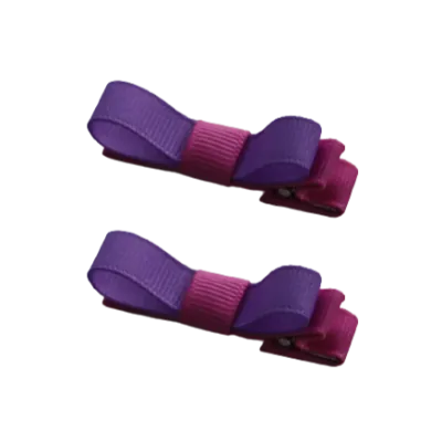 School Hair Accessories - Deluxe Hair Clips 2 Colour option (Set of 2) Garden Rose Base & Centre Ribbon (36 colours top)