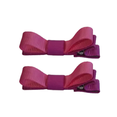 School Hair Accessories - Deluxe Hair Clips 2 Colour option (Set of 2) Garden Rose Base & Centre Ribbon (36 colours top)