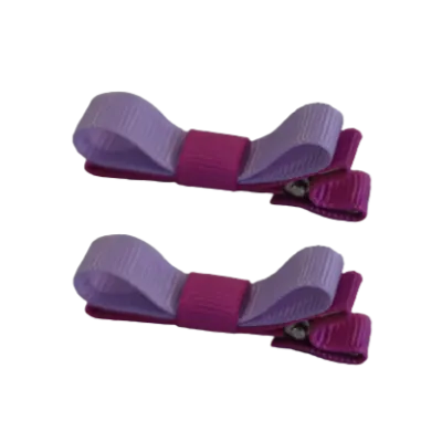 School Hair Accessories - Deluxe Hair Clips 2 Colour option (Set of 2) Garden Rose Base & Centre Ribbon (36 colours top)
