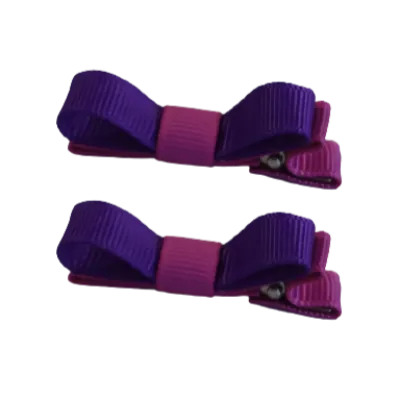 School Hair Accessories - Deluxe Hair Clips 2 Colour option (Set of 2) Garden Rose Base & Centre Ribbon (36 colours top)