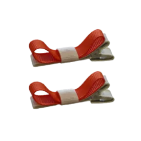 School Hair Accessories - Deluxe Hair Clips 2 Colour option (Set of 2) Ivory Base & Centre Ribbon (36 colours top)