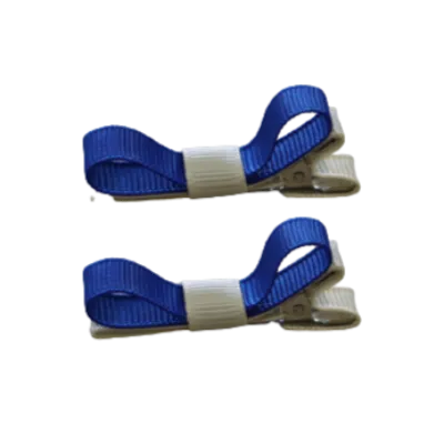 School Hair Accessories - Deluxe Hair Clips 2 Colour option (Set of 2) Ivory Base & Centre Ribbon (36 colours top)