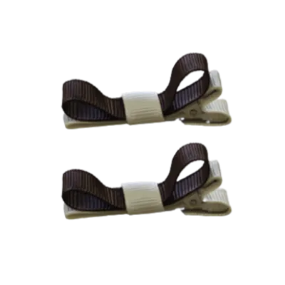 School Hair Accessories - Deluxe Hair Clips 2 Colour option (Set of 2) Ivory Base & Centre Ribbon (36 colours top)