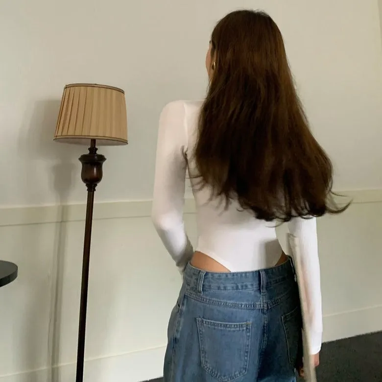 Slash Buttons Sexy Bodysuit