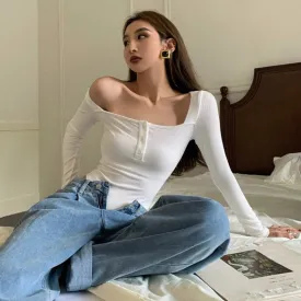 Slash Buttons Sexy Bodysuit